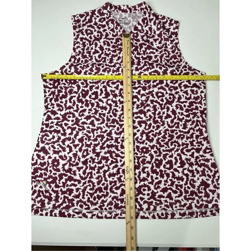 Nike Burgundy White Floral Nike Dri Fit Tank Gold Tennis Active Size L